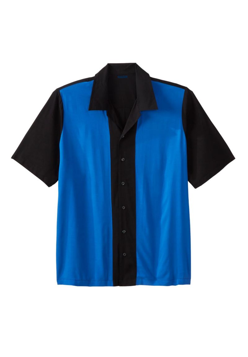 Big & Tall Short-Sleeve Colorblock Rayon Shirt