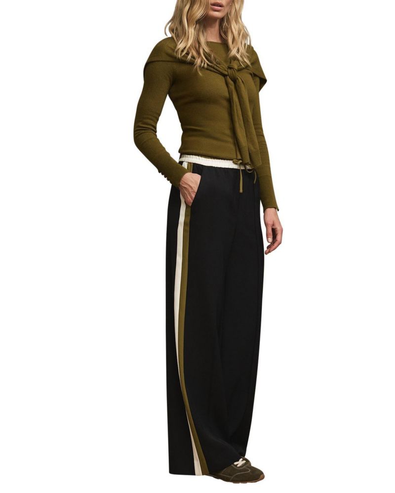 Women's Wide-Leg Side Stripe Drawstring Trousers