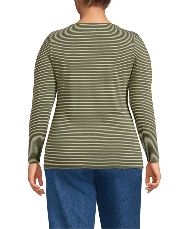 Plus Size Lightweight Jersey Skimming Long Sleeve Scoop Neck T-shirt