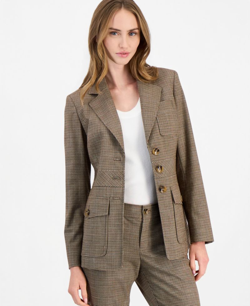 Women's Plaid Mid-Rise Bootcut Pants