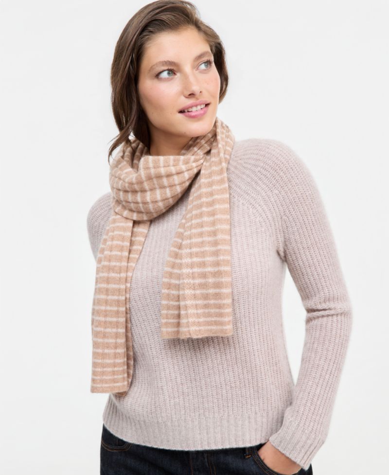 Ribbed Cashmere Muffler Scarf