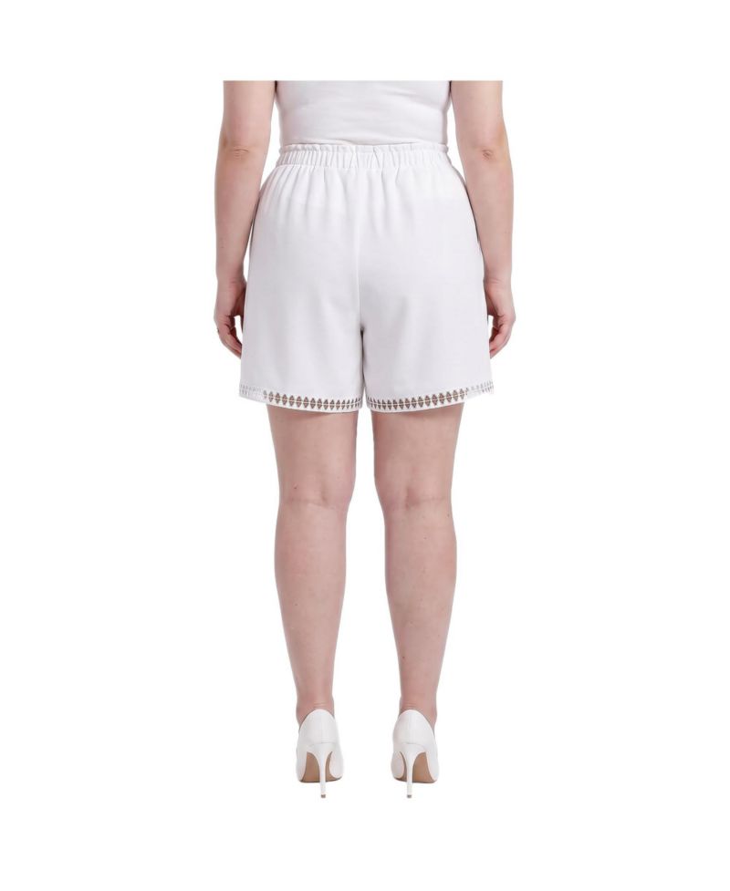 Plus Size Lace Hem Shorts with Pockets
