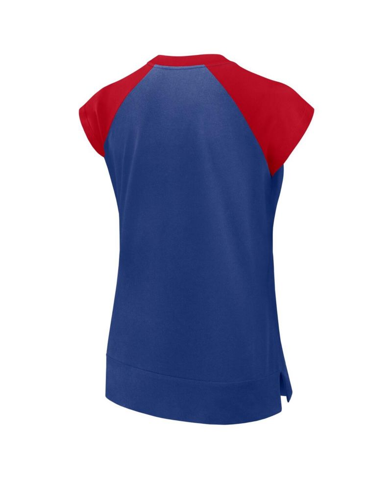 Women's Royal/Red Atlanta Braves Cooperstown Collection Raglan Performance T-Shirt