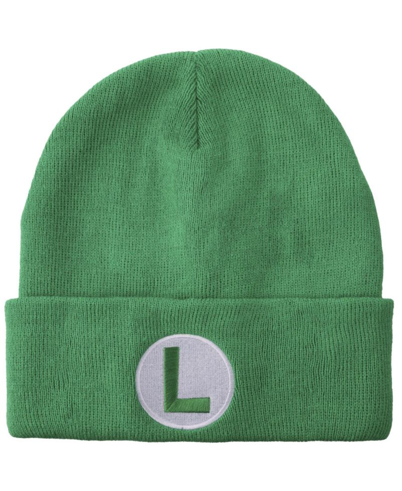 Men's Luigi Logo Embroidery Standard Cuff Acrylic Knit Beanie Cuff Beanie