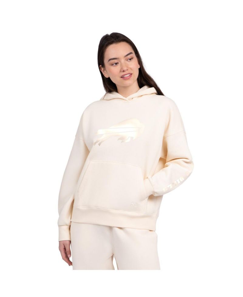 Women's Cream Buffalo Bills Pastel Relaxed Travel Hoodie