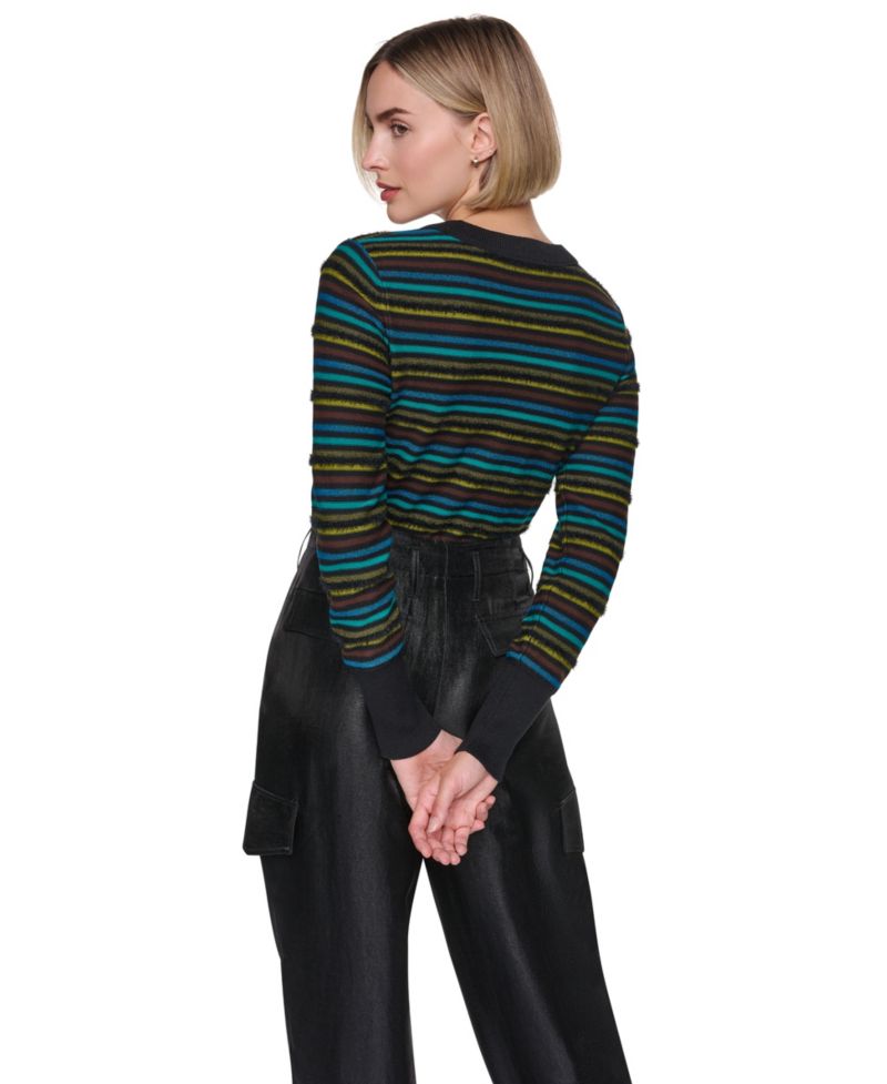 Women's St Germain Combo Stripe Poorboy Long-Sleeve Crewneck Pullover