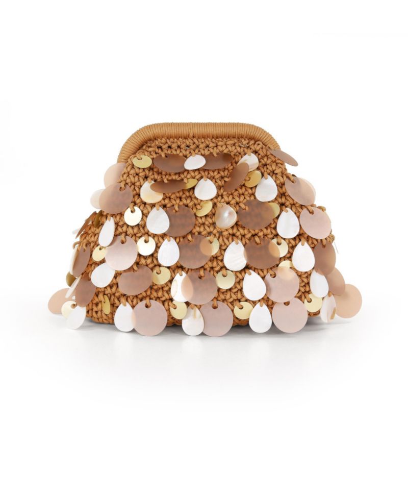 Marigold Crochet Corded Pouch Clutch w. Payette