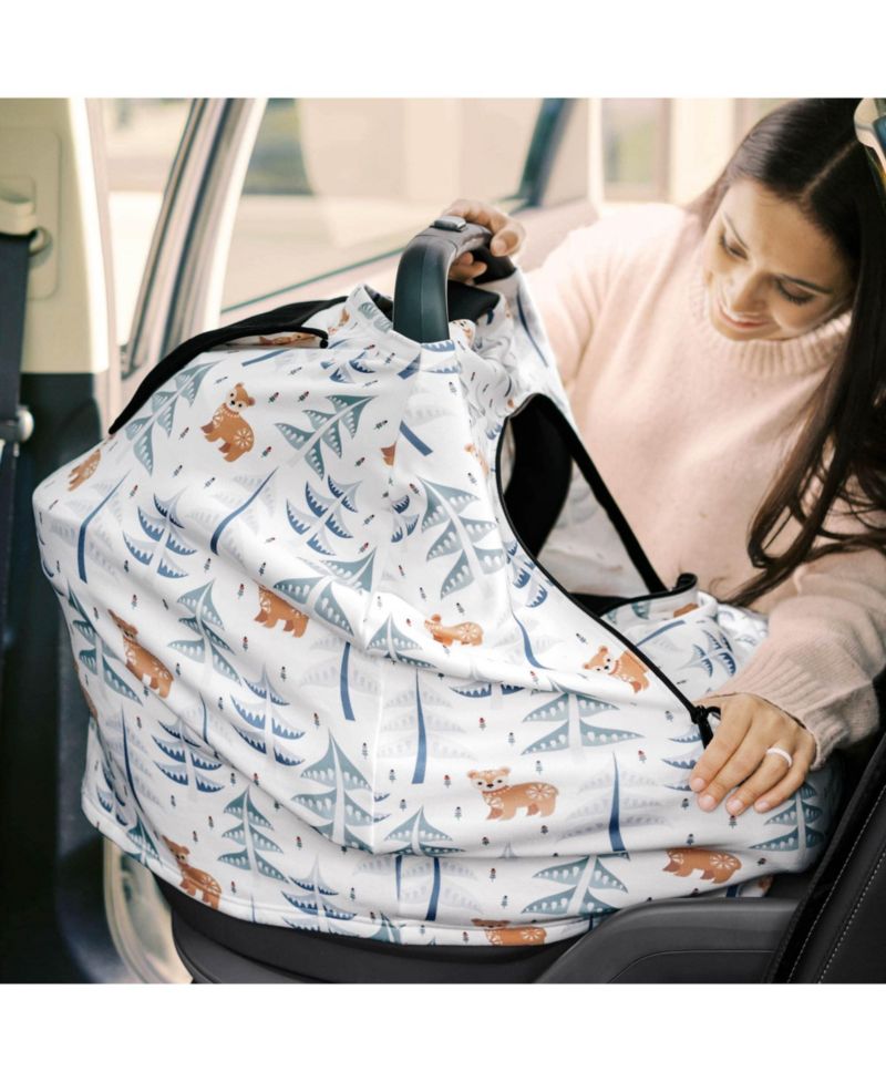 Warmzy Baby Car Seat Cover, Universal Stretch Fit Infant Carseat Covers for Babies, Winter Carseat Canopy