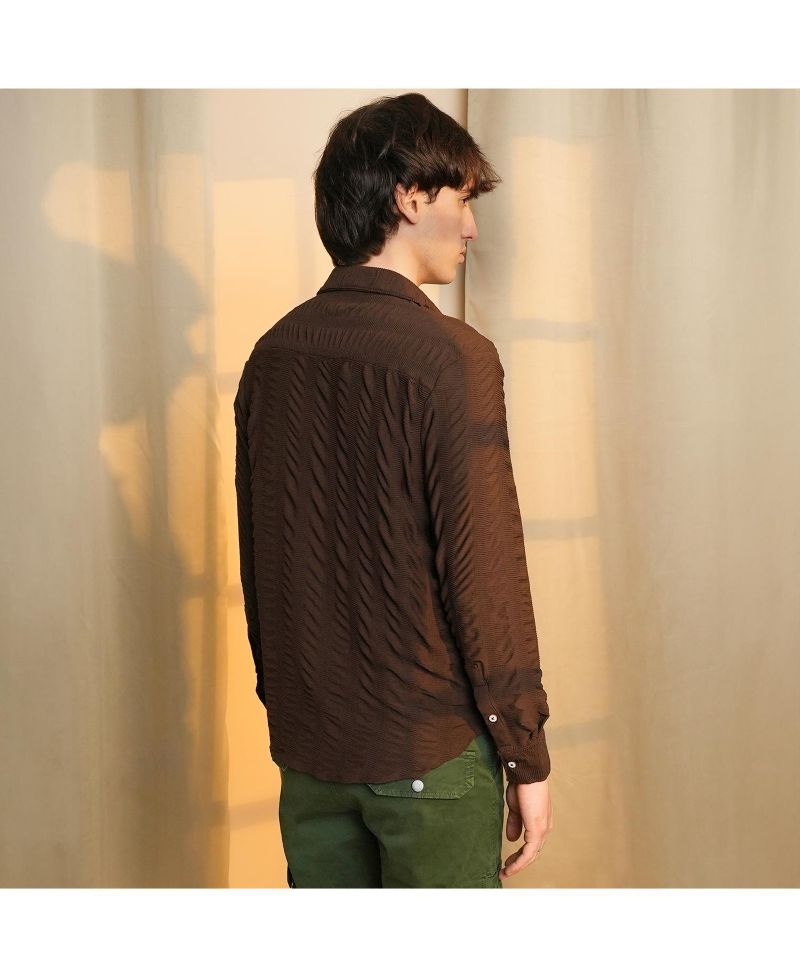 Men's Chocolate Brown Chunky-Seersucker Shirt