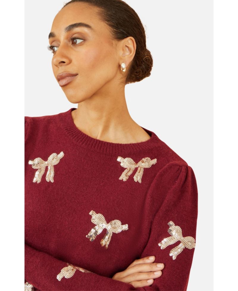 Women's Sequin Applique Bow Sweater