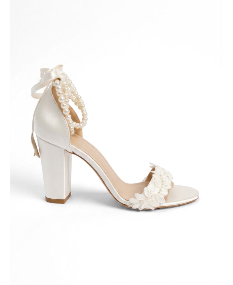 Forever and Always Shoes Women's Elysia Pearl and Lace Wedding Heel