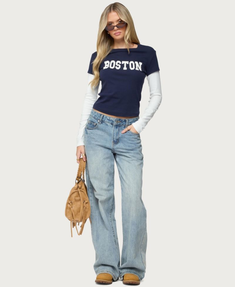 Women's Boston Layered Long Sleeve T Shirt