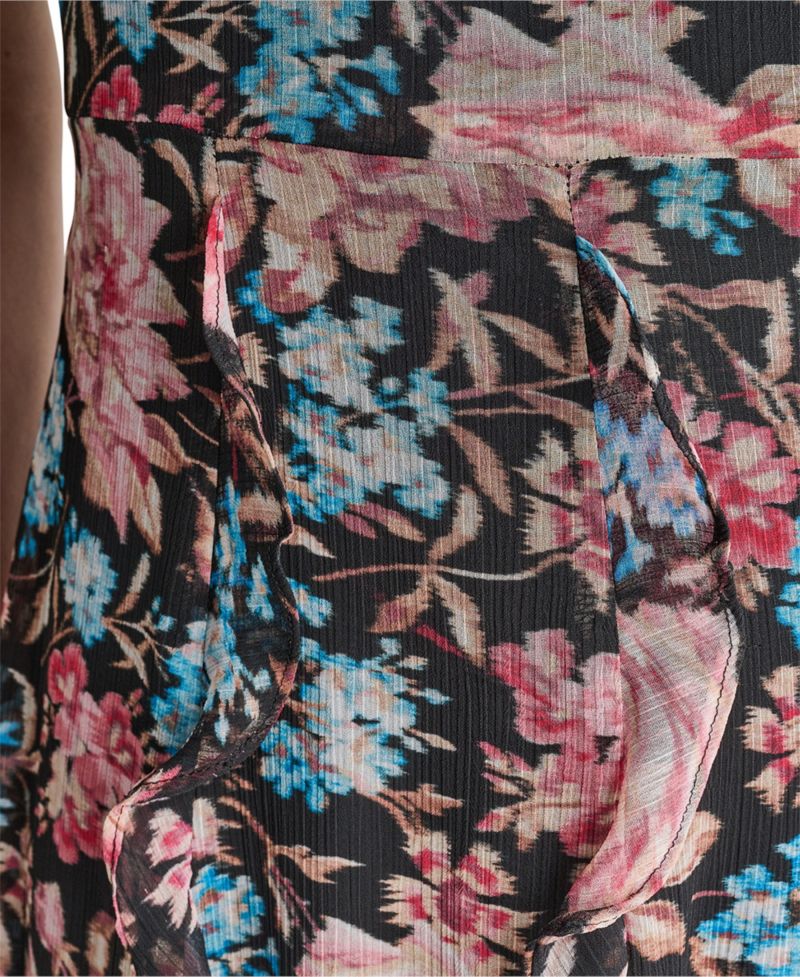 Women's Floral-Print Short-Sleeve Empire Waist Maxi Dress
