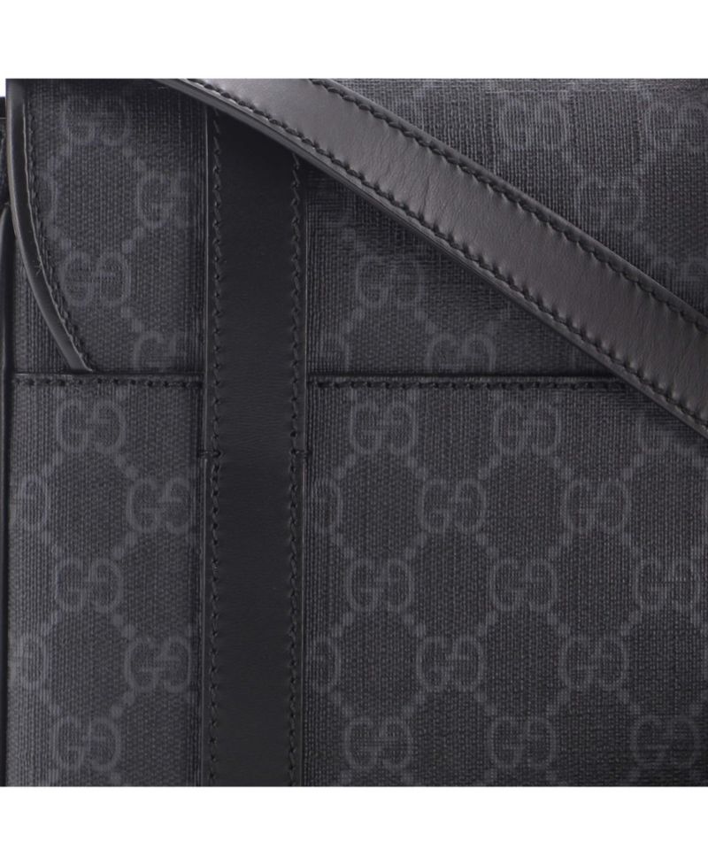 Medium Interlocking G Patch Messenger Bag GG Coated Canvas with Leather