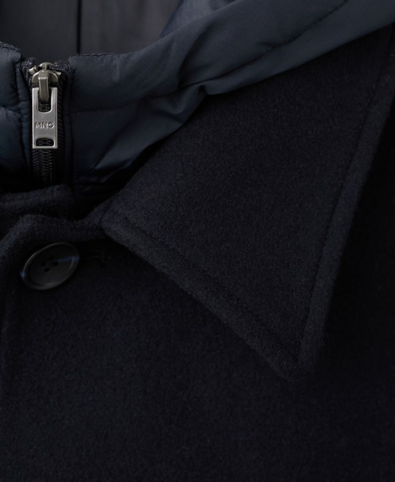 Men's Detachable Hood Wool Coat