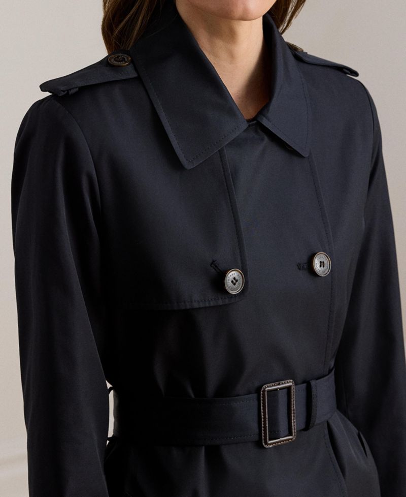 Petite Belted Water-Resistant Trench Coat