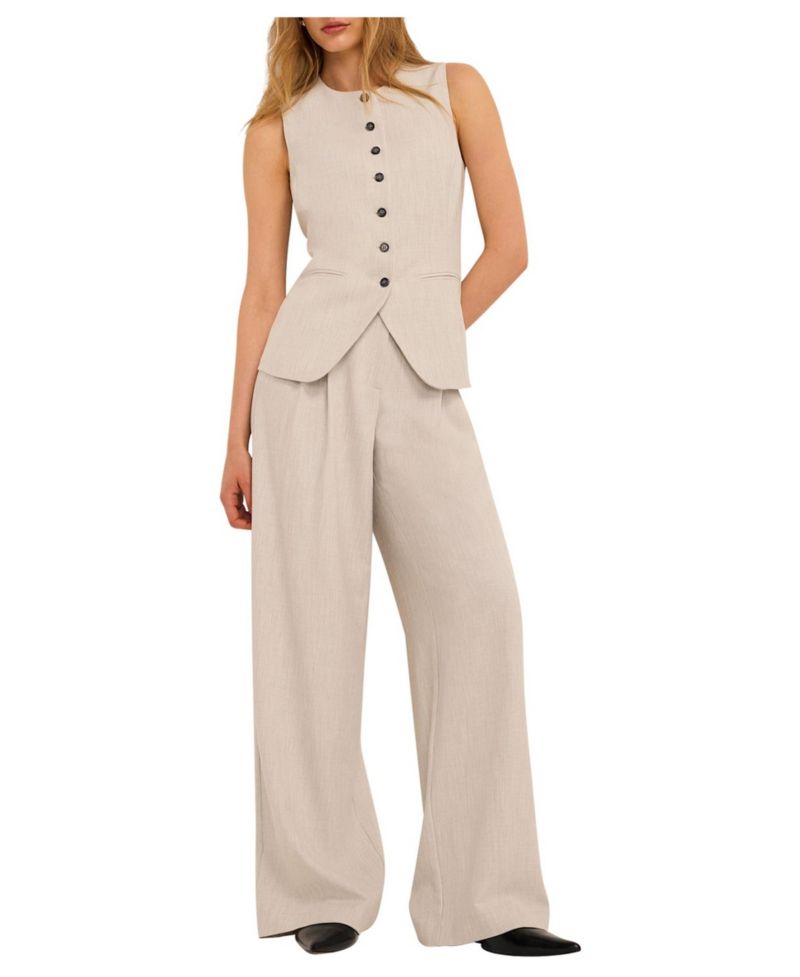 Women's Tailored Crewneck Button-Front Vest