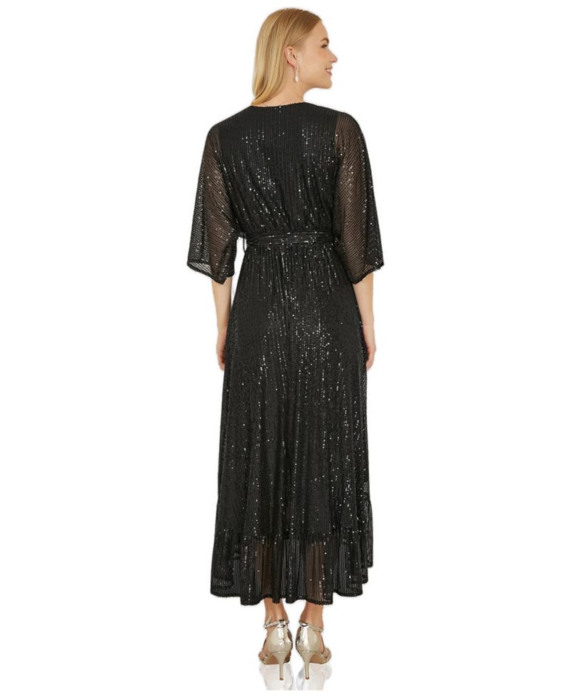 Women's Sequin Midi Wrap Dress
