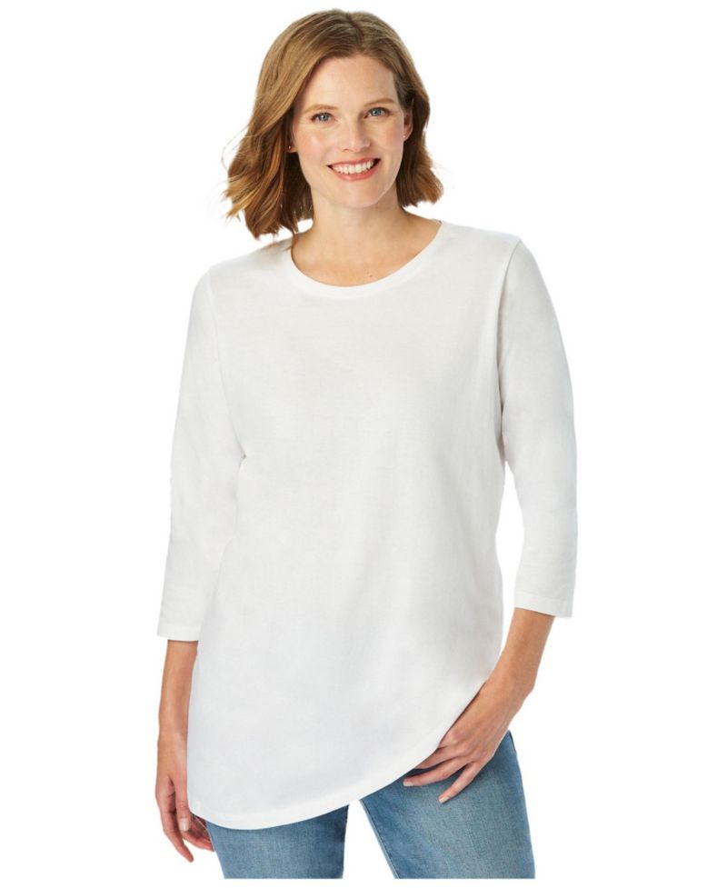 Plus Size Perfect Three-Quarter Sleeve Crewneck Tee