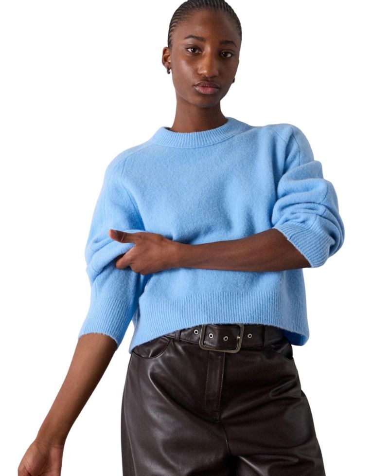 Women's Curved Hem Crewneck Sweater