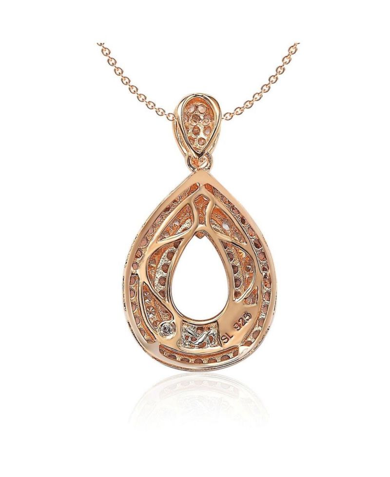 Suzy Levian Sterling Cubic Zirconia Triple Row Tear Drop Dangle Pendant Necklace