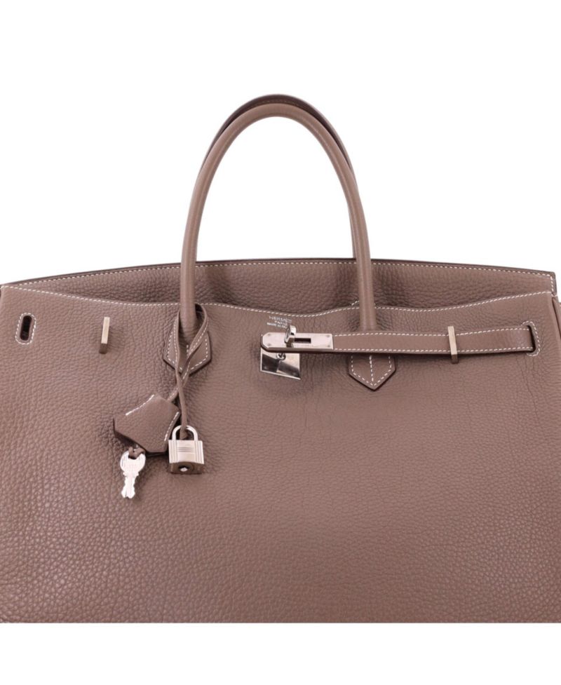 Pre-Owned Hermes Birkin 40 Handbag Grey Togo with Palladium Hardware