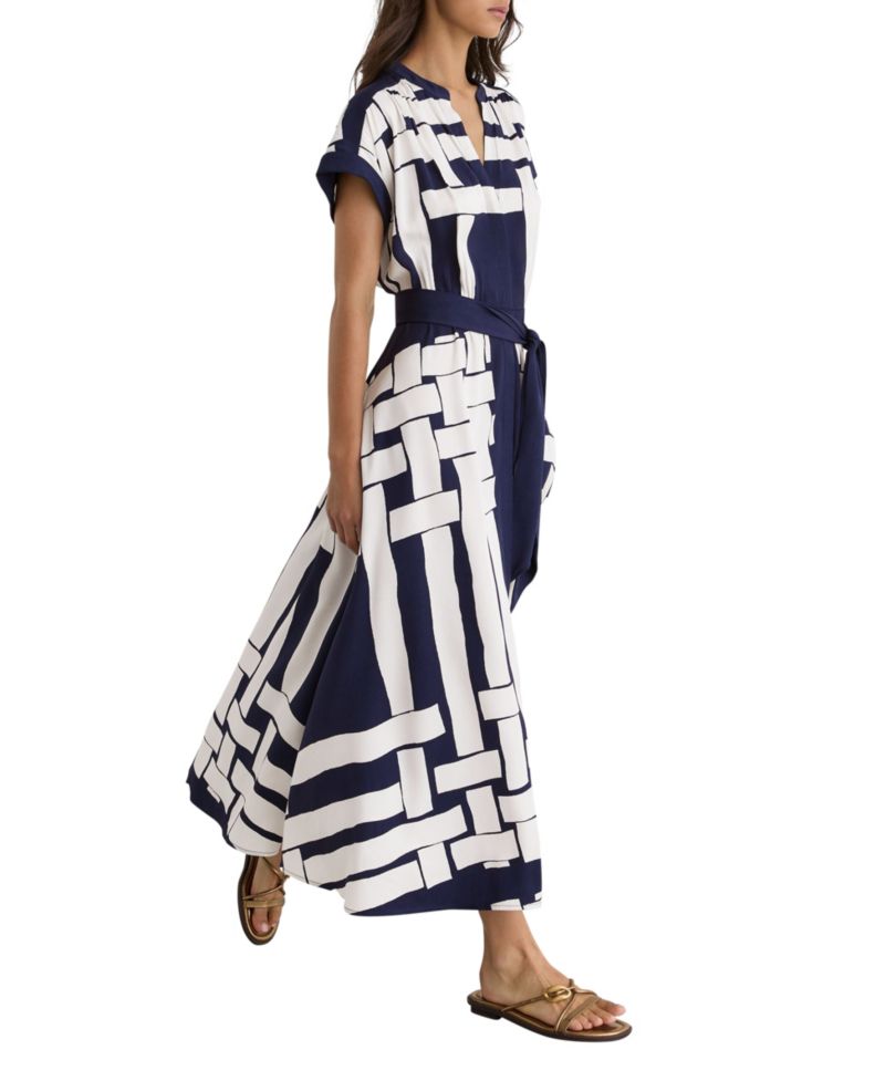 Women's Samira A-Line Short-Sleeve Scarf-Print Midi Dress