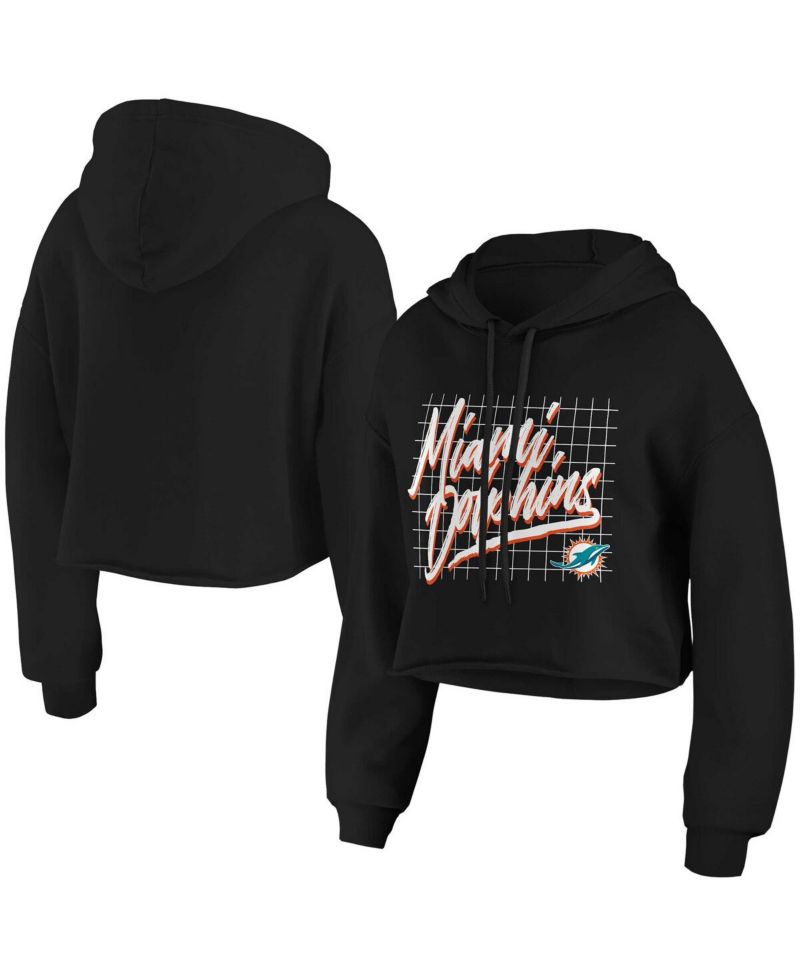 Women's Black Miami Dolphins Domestic Cropped Pullover Hoodie