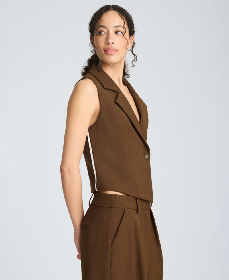 Women's Fitted one Button Vest with Side Piping