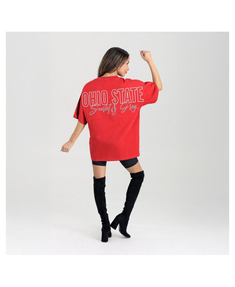 Women's Scarlet Ohio State Buckeyes Oversized Back at Ya T-Shirt