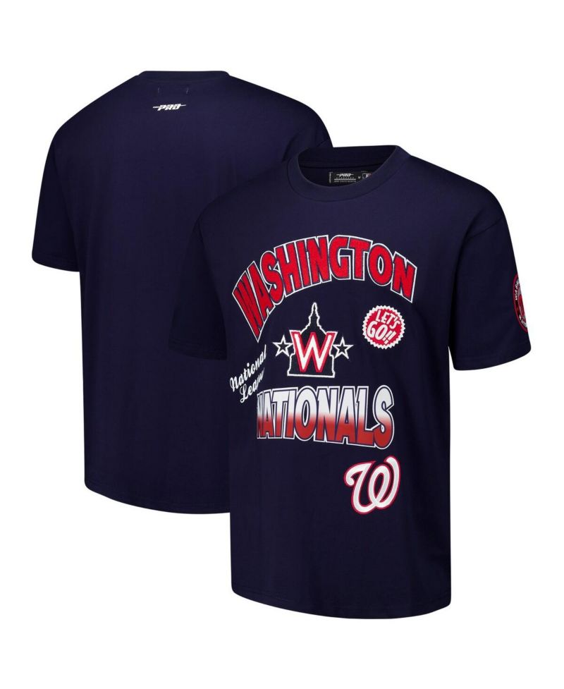 Men's Navy Washington Nationals Turn It Up Dropped Shoulder T-Shirt