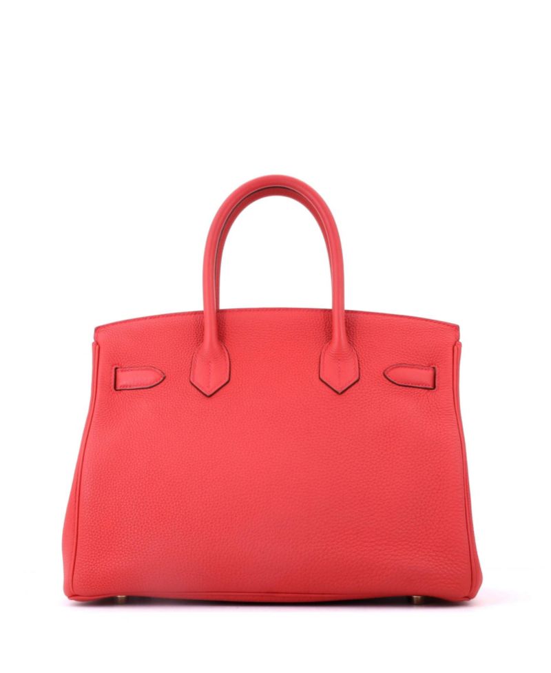 Pre-Owned Hermes Birkin 30 Handbag Red Togo with Gold Hardware