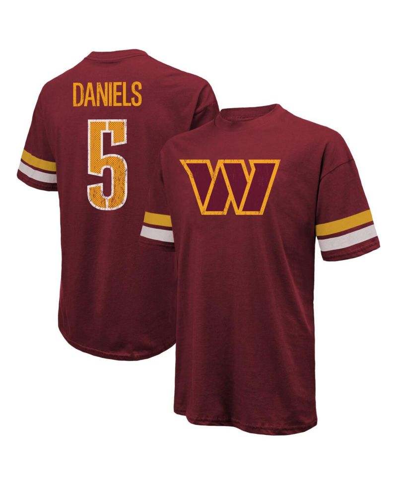 Men's Jayden Daniels Burgundy Washington Commanders Name & Number Oversize Fit T-Shirt