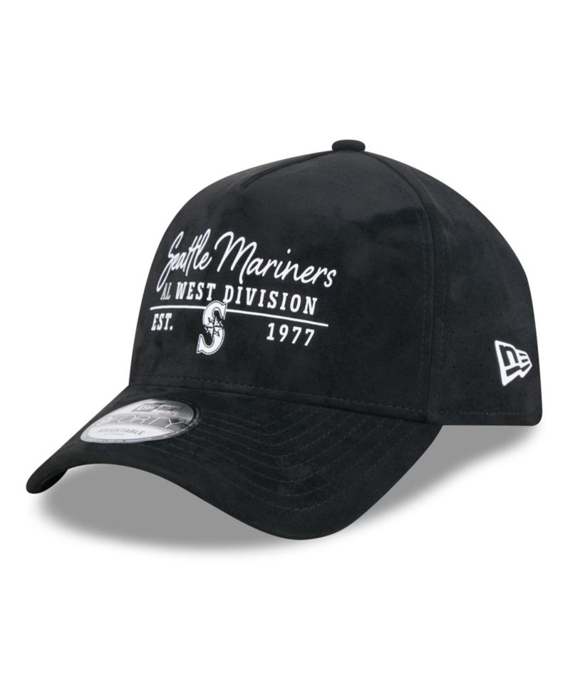 Men's and Women's Black Seattle Mariners Script Text 9FORTY A-Frame Adjustable Hat
