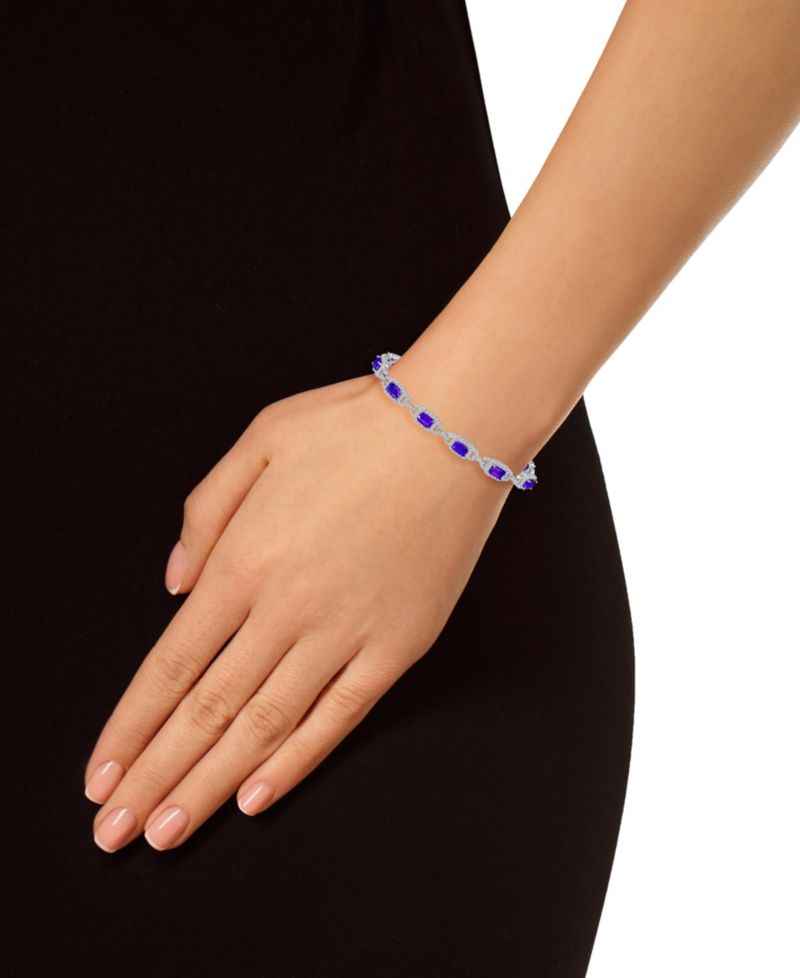 Amethyst and White Topaz Bracelet (5-1/2 ct. t.w and 5/8 ct. t.w) in Sterling Silver