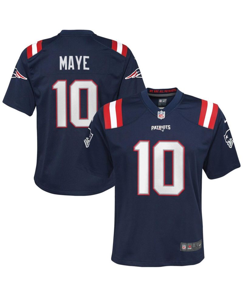 Big Boys and Girls Drake Maye Navy New England Patriots Player Game Jersey