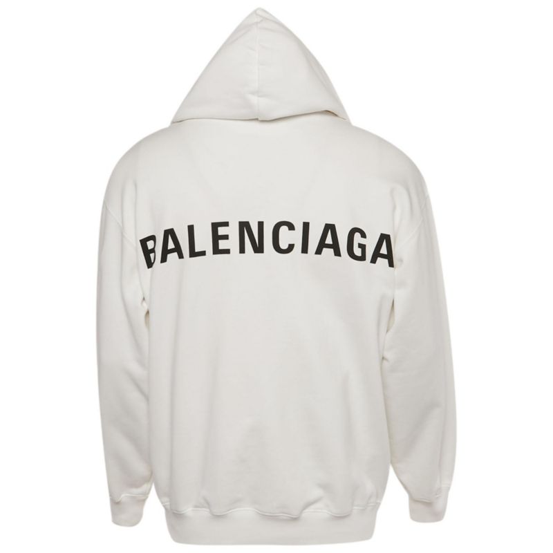 Men's White Logo Print Cotton Oversize Hoodie