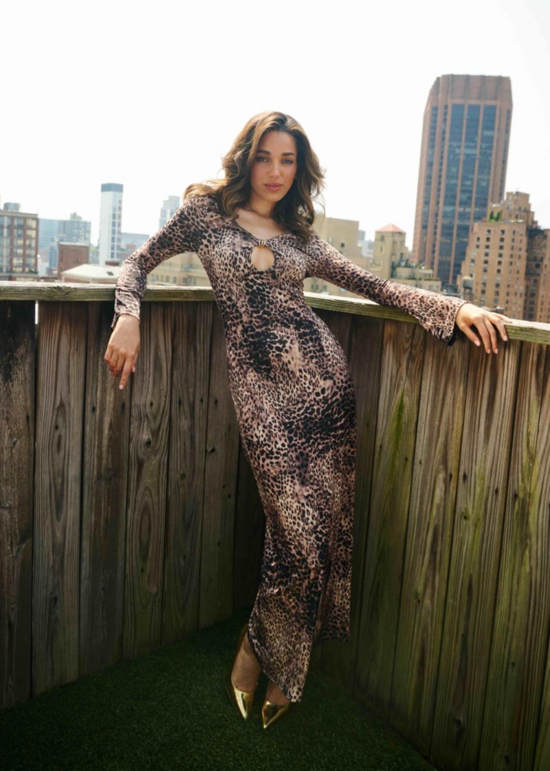 Women's Long Sleeve Keyhole Maxi Dress