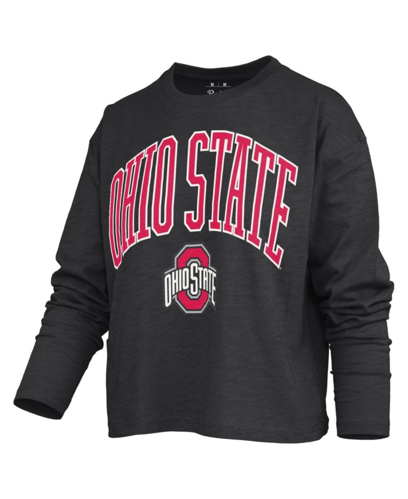 Women's Ohio State Buckeyes Motley Burnout Boxy Long Sleeve T-Shirt