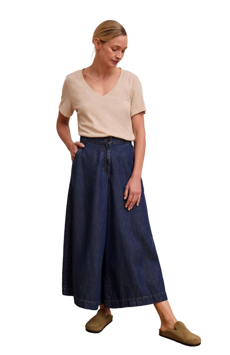 Women's Drape Denim Culotte Pants