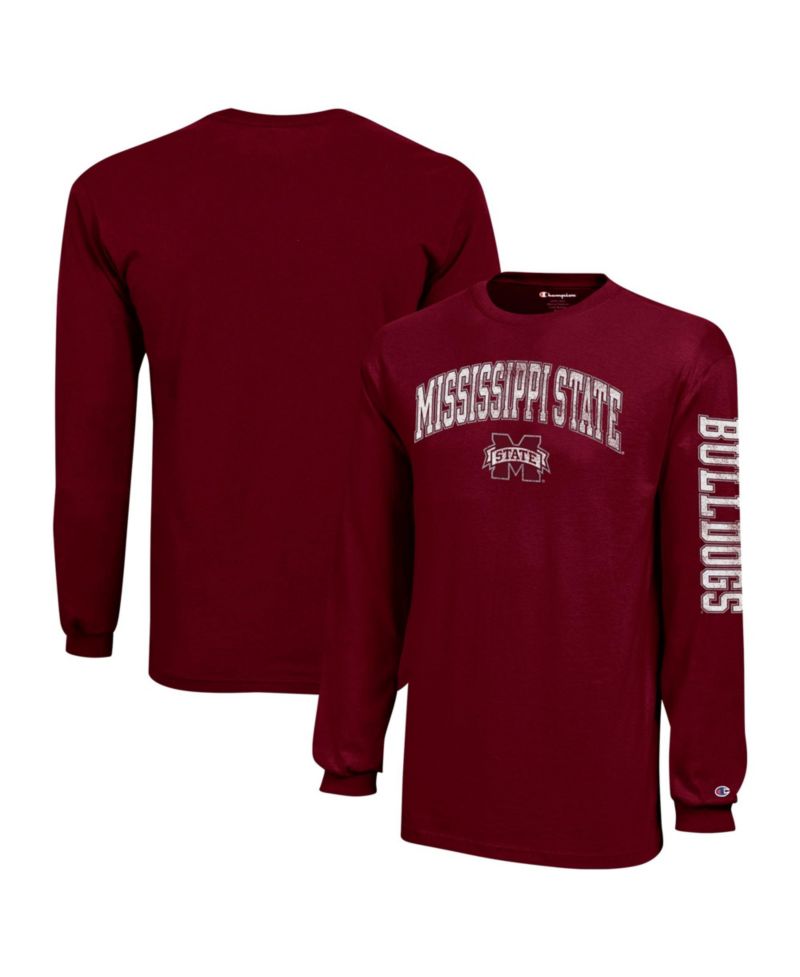 Big Boys and Girls Maroon Mississippi State Bulldogs Distressed Arch Over Logo Long Sleeve T-Shirt