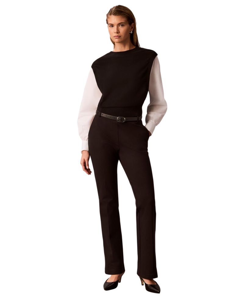 Petite Crewneck Long-Sleeve Colorblock Sweater
