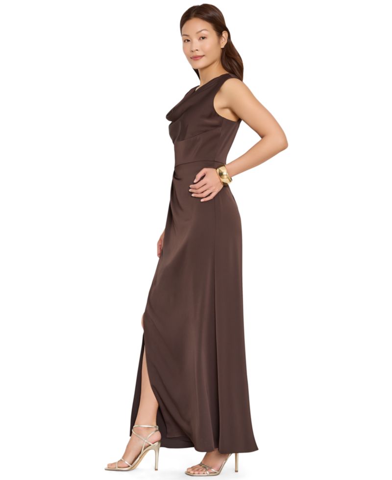 Women's Sleeveless Cowl Neck Satin Gown