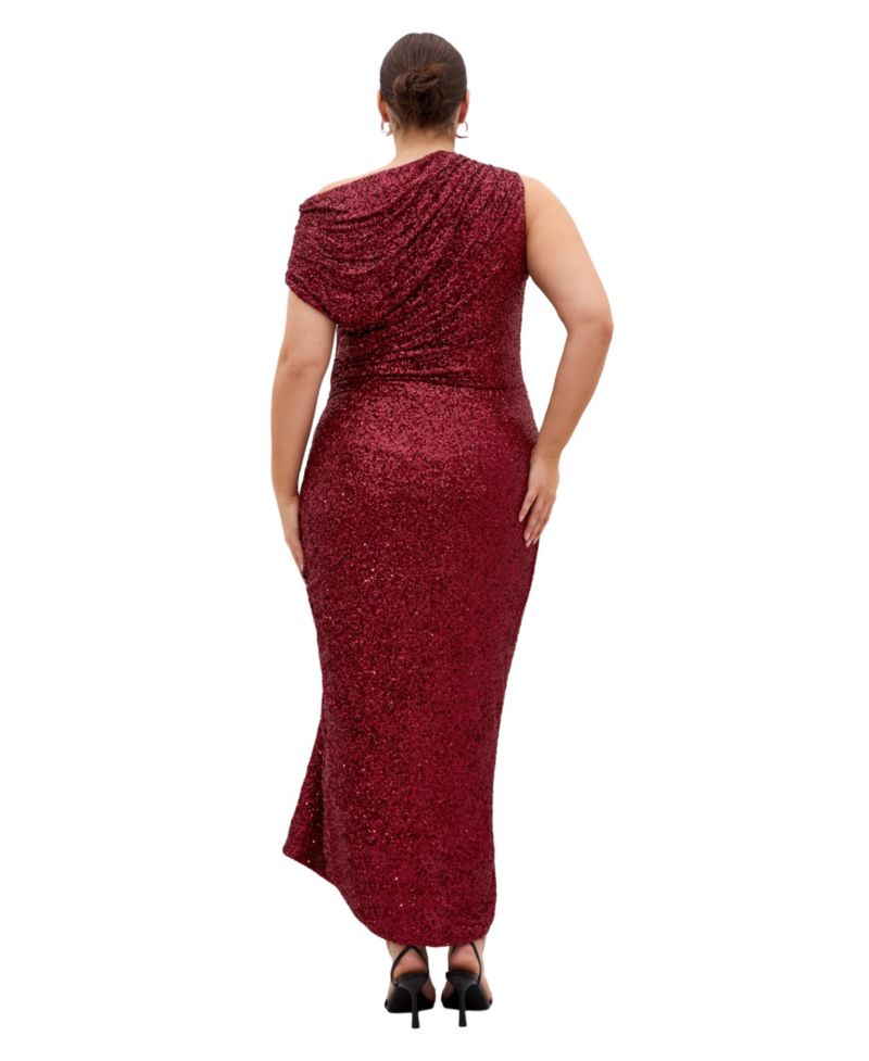 Women's Sequin Star Off Shoulder Maxi Dress