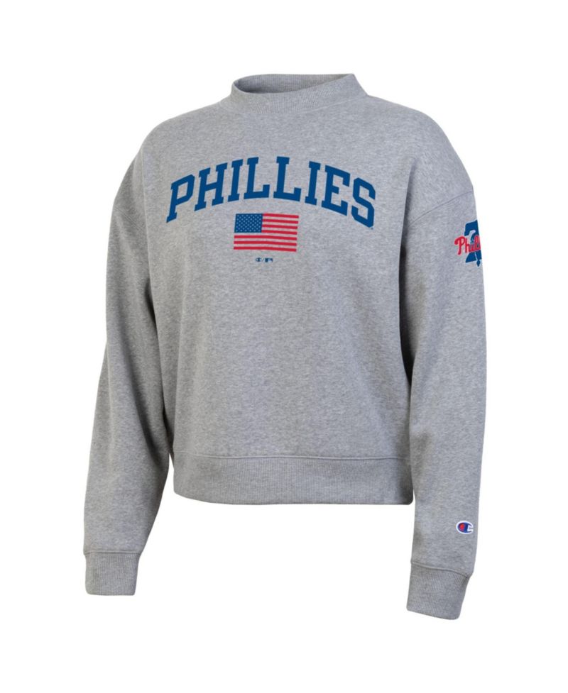 Women's Heather Gray Philadelphia Phillies Americana Triumph Fleece Tri-Blend Sweatshirt
