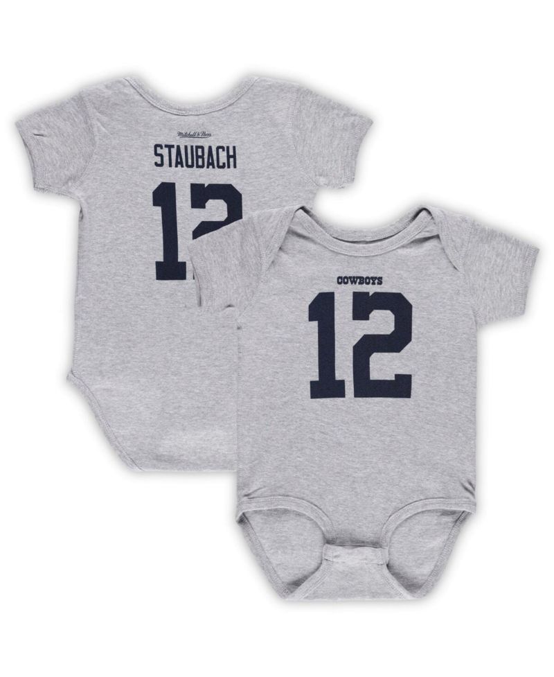 Infant Boys and Girls Roger Staubach Heathered Gray Dallas Cowboys Mainliner Retired Player Name and Number Bodysuit