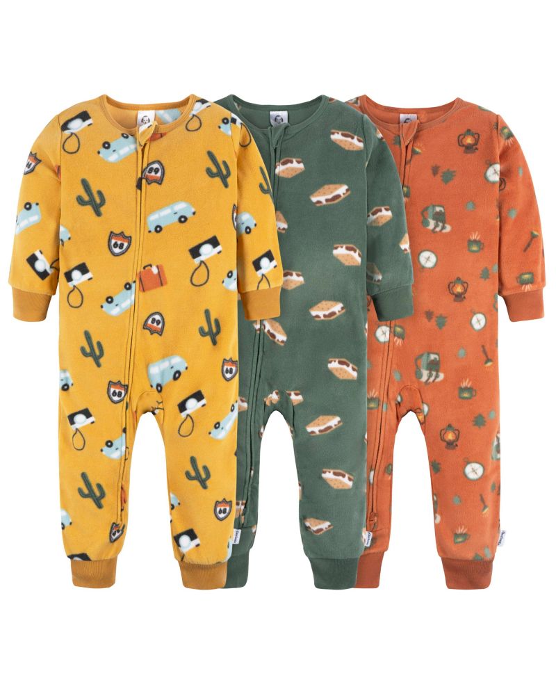 Baby Boys Baby Footless Fleece Pajamas, 3-Pack