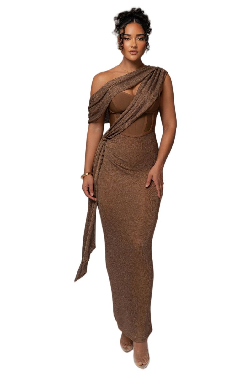 Women's Metallic Celestina Draped Maxi Dress