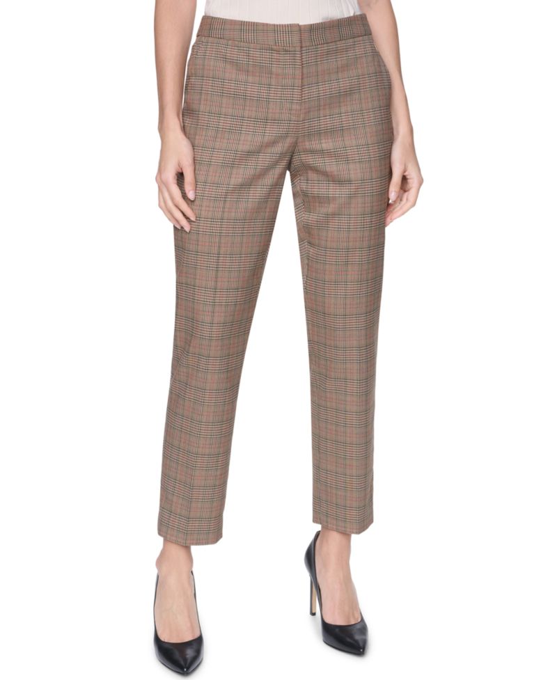 Women's Plaid Mid-Rise Ankle Pants