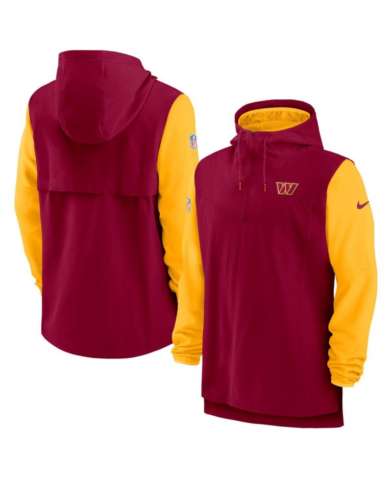 Men's Burgundy, Gold Washington Commanders Sideline Player Quarter-zip Hoodie